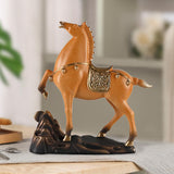 Horse Figurine Sculpture Tabletop Ornament 10x3x10.4inch for Cafe, Bar Decor Brown