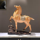 Horse Figurine Sculpture Tabletop Ornament 10x3x10.4inch for Cafe, Bar Decor Brown