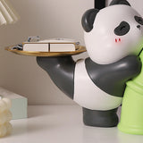 Panda Statue Desk Storage Tray Cute Desktop Ornament for Cabinet Desk Office no Wood Stand