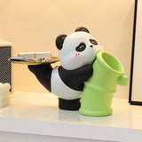 Panda Statue Desk Storage Tray Cute Desktop Ornament for Cabinet Desk Office no Wood Stand