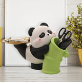 Panda Statue Desk Storage Tray Cute Desktop Ornament for Cabinet Desk Office no Wood Stand