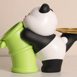 Panda Statue Desk Storage Tray Cute Desktop Ornament for Cabinet Desk Office no Wood Stand