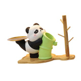 Panda Statue Desk Storage Tray Cute Desktop Ornament for Cabinet Desk Office with Wood Stand