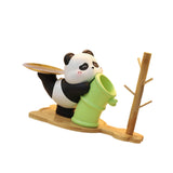 Panda Statue Desk Storage Tray Cute Desktop Ornament for Cabinet Desk Office with Wood Stand