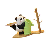 Panda Statue Desk Storage Tray Cute Desktop Ornament for Cabinet Desk Office with Wood Stand