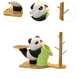 Panda Statue Desk Storage Tray Cute Desktop Ornament for Cabinet Desk Office with Wood Stand