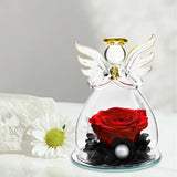 Forever Rose Ornament Elegant Preserved Rose in Glass for Mum Daughter Women red