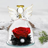 Forever Rose Ornament Elegant Preserved Rose in Glass for Mum Daughter Women red