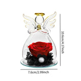 Forever Rose Ornament Elegant Preserved Rose in Glass for Mum Daughter Women red