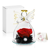 Forever Rose Ornament Elegant Preserved Rose in Glass for Mum Daughter Women red