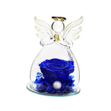 Forever Rose Ornament Elegant Preserved Rose in Glass for Mum Daughter Women blue