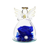 Forever Rose Ornament Elegant Preserved Rose in Glass for Mum Daughter Women blue