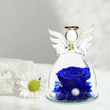 Forever Rose Ornament Elegant Preserved Rose in Glass for Mum Daughter Women blue