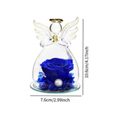 Forever Rose Ornament Elegant Preserved Rose in Glass for Mum Daughter Women blue