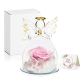 Forever Rose Ornament Elegant Preserved Rose in Glass for Mum Daughter Women pink