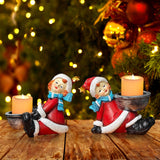 2 Pieces Candle Holder Desktop Gifts Decoration Versatile Christmas Figurine