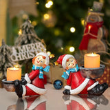 2 Pieces Candle Holder Desktop Gifts Decoration Versatile Christmas Figurine