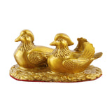 Mandarin Duck Figurine Golden Couple Sculpture for Office Cars Wedding Decor 14cm