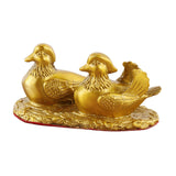 Mandarin Duck Figurine Golden Couple Sculpture for Office Cars Wedding Decor 14cm