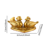 Mandarin Duck Figurine Golden Couple Sculpture for Office Cars Wedding Decor 16.5cm