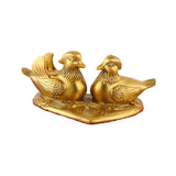 Mandarin Duck Figurine Golden Couple Sculpture for Office Cars Wedding Decor 16.5cm