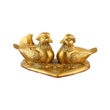 Mandarin Duck Figurine Golden Couple Sculpture for Office Cars Wedding Decor 16.5cm