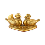 Mandarin Duck Figurine Golden Couple Sculpture for Office Cars Wedding Decor 16.5cm