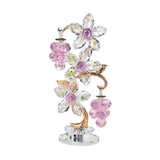 Pink Grape Decor Crystal Glass Paperweight Flower Ornament for Home Tabletop