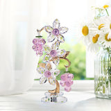 Pink Grape Decor Crystal Glass Paperweight Flower Ornament for Home Tabletop