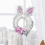 35cm Plush Easter Bunny Front Door Wreath Multipurpose Easter Party Supplies