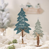 Wooden Xmas Tree Decoration Crafts Wood Ornament for Bookshelf Office Indoor