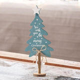 Wooden Xmas Tree Decoration Crafts Wood Ornament for Bookshelf Office Indoor