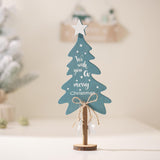 Wooden Xmas Tree Decoration Crafts Wood Ornament for Bookshelf Office Indoor