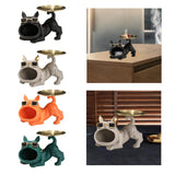 French Bulldog Figurine Storage Tray Resin Sculpture for Bathroom Decorative Black