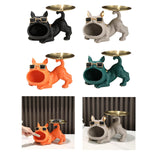 French Bulldog Figurine Storage Tray Resin Sculpture for Bathroom Decorative Black