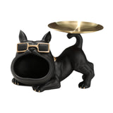 French Bulldog Figurine Storage Tray Resin Sculpture for Bathroom Decorative Black