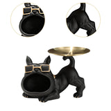 French Bulldog Figurine Storage Tray Resin Sculpture for Bathroom Decorative Black