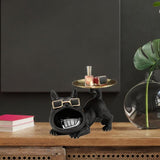 French Bulldog Figurine Storage Tray Resin Sculpture for Bathroom Decorative Black