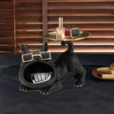 French Bulldog Figurine Storage Tray Resin Sculpture for Bathroom Decorative Black