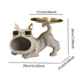 French Bulldog Figurine Storage Tray Resin Sculpture for Bathroom Decorative Brown