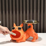 French Bulldog Figurine Storage Tray Resin Sculpture for Bathroom Decorative Orange