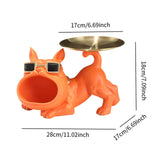 French Bulldog Figurine Storage Tray Resin Sculpture for Bathroom Decorative Orange