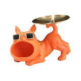 French Bulldog Figurine Storage Tray Resin Sculpture for Bathroom Decorative Orange