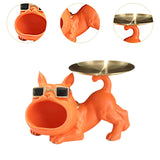 French Bulldog Figurine Storage Tray Resin Sculpture for Bathroom Decorative Orange