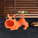 French Bulldog Figurine Storage Tray Resin Sculpture for Bathroom Decorative Orange