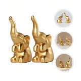 2Pcs Mini Elephant Statues Tabletop Ornaments for Bookshelf Desk Living Room