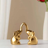 2Pcs Mini Elephant Statues Tabletop Ornaments for Bookshelf Desk Living Room