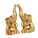 2Pcs Mini Elephant Statues Tabletop Ornaments for Bookshelf Desk Living Room