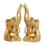 2Pcs Mini Elephant Statues Tabletop Ornaments for Bookshelf Desk Living Room