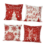 4Pcs Christmas Throw Pillow Cover Soft Pillowcase for Cafe Couch Living Room